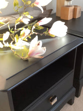 Load image into Gallery viewer, Pair of Stag  Minstrel Bedside Drawers  Painted  Black
